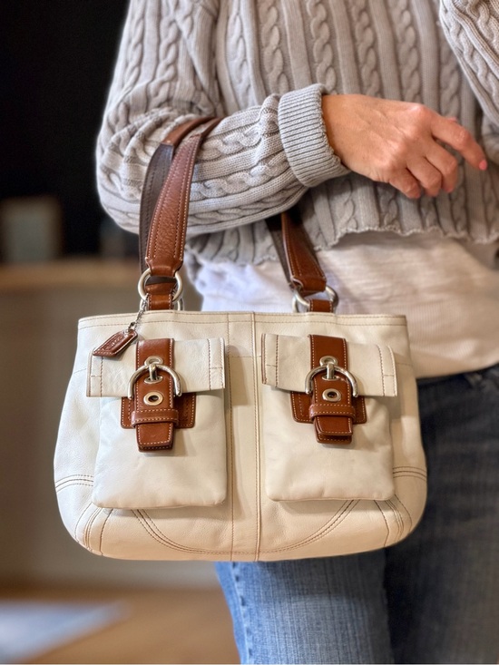 Coach Vintage Y2K Soho Double Pocket Leather Satchel Tote GUC